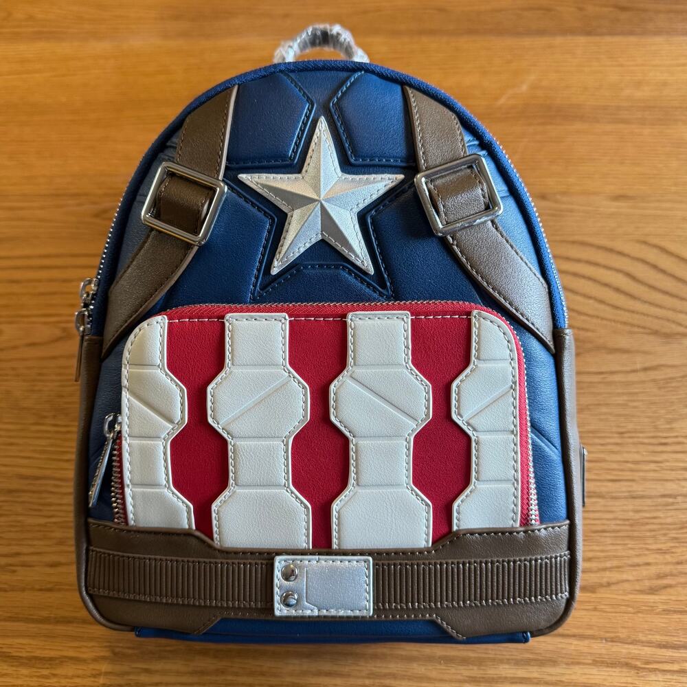 Disney Parks 2021 Marvel Captain America Loungefly Mini Backpack NWT